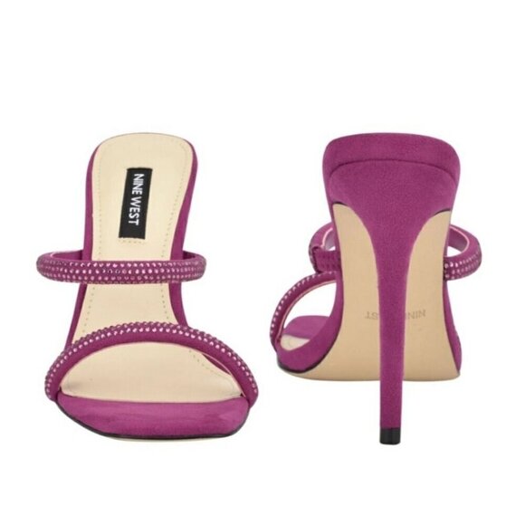 Nine West Zarleen 2 Slip On Heel in Dark Pink Fabric Rhinestones Women's Size 7M - Picture 13 of 13